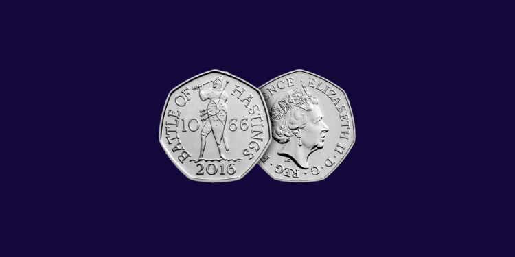 rara moneda de 50 peniques